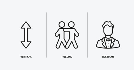 Poster - people outline icons set. people icons such as vertical, hugging, bestman vector. can be used web and mobile.
