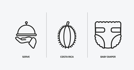 Poster - people outline icons set. people icons such as serve, costa rica, baby diaper vector. can be used web and mobile.
