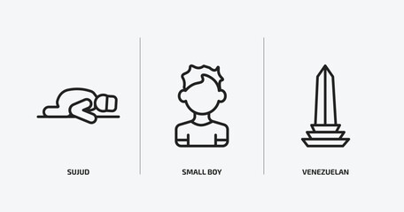Poster - people outline icons set. people icons such as sujud, small boy, venezuelan vector. can be used web and mobile.