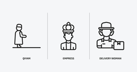 Poster - people outline icons set. people icons such as qiyam, empress, delivery woman vector. can be used web and mobile.