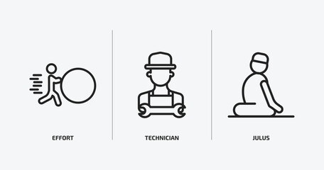 Poster - people outline icons set. people icons such as effort, technician, julus vector. can be used web and mobile.