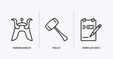 Poster - other outline icons set. other icons such as samurai head of japan, mallet, paper list and a pencil vector. can be used web and mobile.