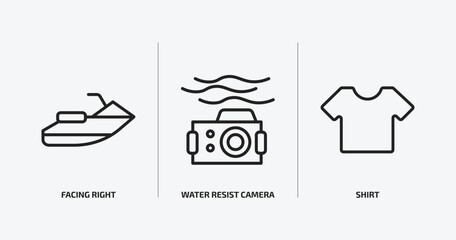 Poster - nautical outline icons set. nautical icons such as facing right, water resist camera, shirt vector. can be used web and mobile.