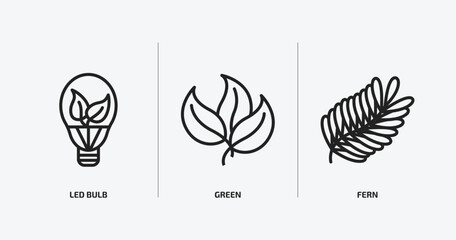 Wall Mural - nature outline icons set. nature icons such as led bulb, green, fern vector. can be used web and mobile.