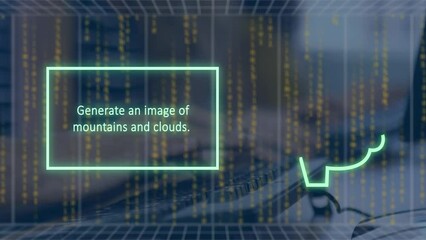 Poster - Animation of artificial intelligence text and data over caucasian woman using computer