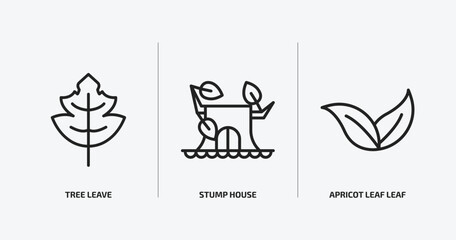 Poster - nature outline icons set. nature icons such as tree leave, stump house, apricot leaf leaf vector. can be used web and mobile.