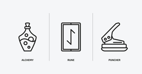 Poster - miscellaneous outline icons set. miscellaneous icons such as alchemy, rune, puncher vector. can be used web and mobile.
