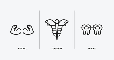 Poster - medical outline icons set. medical icons such as strong, caduceus, braces vector. can be used web and mobile.