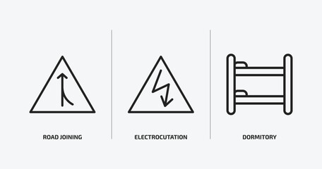 Poster - maps and flags outline icons set. maps and flags icons such as road joining, electrocutation danger, dormitory vector. can be used web and mobile.