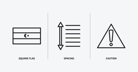 Poster - maps and flags outline icons set. maps and flags icons such as square flag, spacing, caution vector. can be used web and mobile.