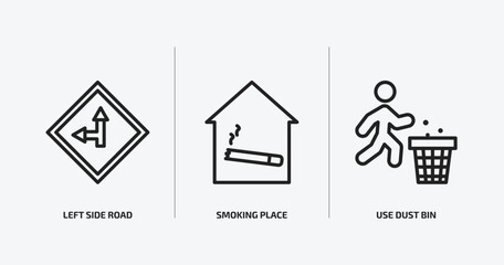 Poster - maps and flags outline icons set. maps and flags icons such as left side road, smoking place, use du