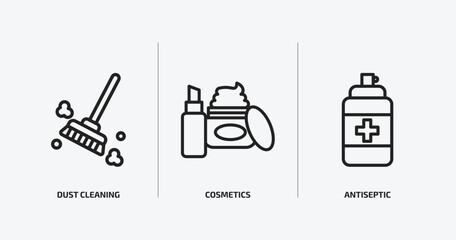 Poster - hygiene outline icons set. hygiene icons such as dust cleaning, cosmetics, antiseptic vector. can be used web and mobile.