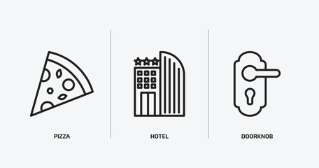 Poster - hotel and restaurant outline icons set. hotel and restaurant icons such as pizza, hotel, doorknob vector. can be used web and mobile.
