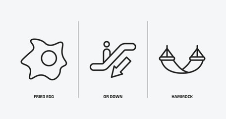 Poster - hotel and restaurant outline icons set. hotel and restaurant icons such as fried egg, or down, hammock vector. can be used web and mobile.