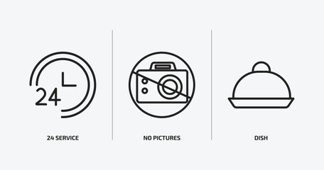 Poster - hotel outline icons set. hotel icons such as 24 service, no pictures, dish vector. can be used web and mobile.