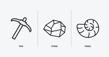 Poster - history outline icons set. history icons such as pick, stone, fossil vector. can be used web and mob