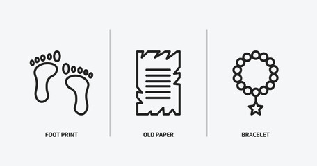 Poster - history outline icons set. history icons such as foot print, old paper, bracelet vector. can be used web and mobile.