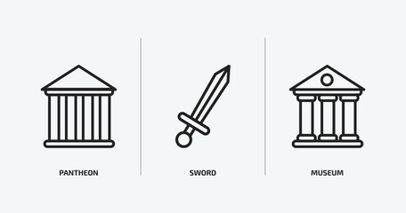 Poster - history outline icons set. history icons such as pantheon, sword, museum vector. can be used web and mobile.