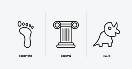 Poster - history outline icons set. history icons such as footprint, column, diaur vector. can be used web and mobile.