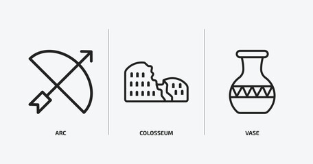 Poster - history outline icons set. history icons such as arc, colosseum, vase vector. can be used web and mobile.