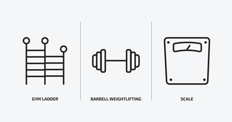 Poster - gymandfitness outline icons set. gymandfitness icons such as gym ladder, barbell weightlifting, scale vector. can be used web and mobile.