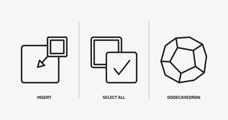Poster - geometry outline icons set. geometry icons such as insert, select all, dodecahedron vector. can be used web and mobile.