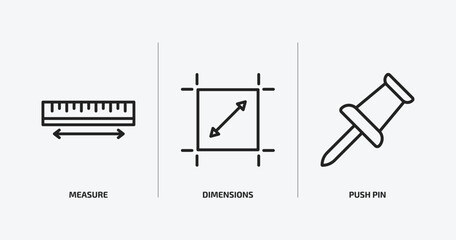 Poster - geometry outline icons set. geometry icons such as measure, dimensions, push pin vector. can be used web and mobile.