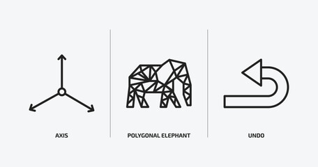 Poster - geometry outline icons set. geometry icons such as axis, polygonal elephant, undo vector. can be used web and mobile.