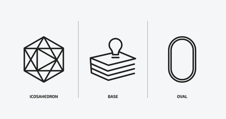 Poster - geometric figure outline icons set. geometric figure icons such as icosahedron, base, oval vector. can be used web and mobile.