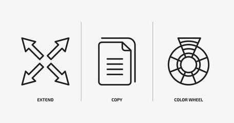 Poster - geometry outline icons set. geometry icons such as extend, copy, color wheel vector. can be used web and mobile.