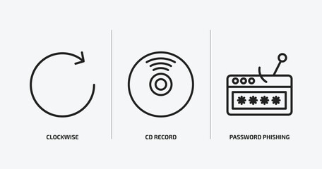 Poster - general outline icons set. general icons such as clockwise, cd record, password phishing vector. can be used web and mobile.