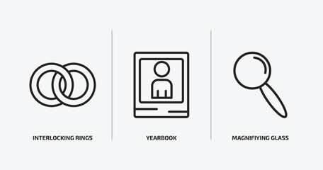 Poster - general outline icons set. general icons such as interlocking rings, yearbook, magnifiying glass vector. can be used web and mobile.