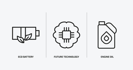 Poster - general outline icons set. general icons such as eco battery, future technology, engine oil vector. can be used web and mobile.