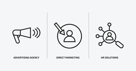 Poster - general outline icons set. general icons such as advertising agency, direct marketing, hr solutions vector. can be used web and mobile.