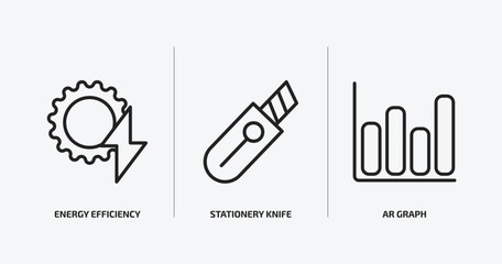Poster - general outline icons set. general icons such as energy efficiency, stationery knife, ar graph vector. can be used web and mobile.
