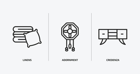 Poster - furniture & household outline icons set. furniture & household icons such as linens, adornment, credenza vector. can be used web and mobile.