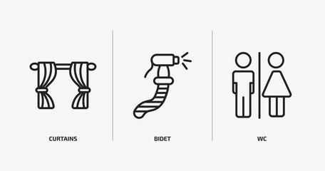 Poster - furniture & household outline icons set. furniture & household icons such as curtains, bidet, wc vector. can be used web and mobile.