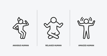 Poster - feelings outline icons set. feelings icons such as anxious human, relaxed human, amazed human vector. can be used web and mobile.