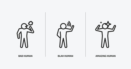 Poster - feelings outline icons set. feelings icons such as bad human, blah human, amazing human vector. can be used web and mobile.