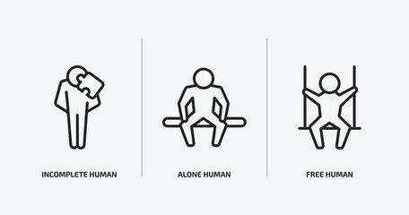 Poster - feelings outline icons set. feelings icons such as incomplete human, alone human, free human vector. can be used web and mobile.