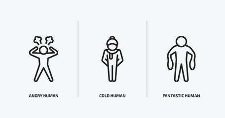 Aufkleber - feelings outline icons set. feelings icons such as angry human, cold human, fantastic human vector. 