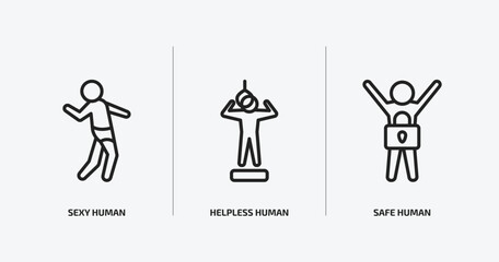 Poster - feelings outline icons set. feelings icons such as sexy human, helpless human, safe human vector. can be used web and mobile.