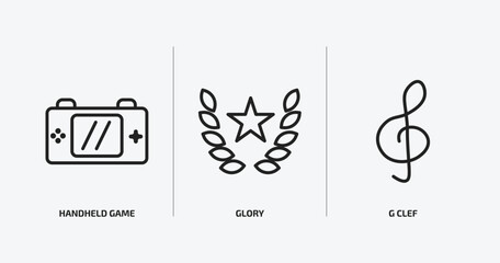 Poster - arcade outline icons set. arcade icons such as handheld game, glory, g clef vector. can be used web and mobile.