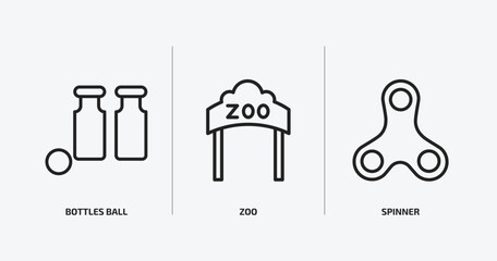 Poster - arcade outline icons set. arcade icons such as bottles ball, zoo, spinner vector. can be used web and mobile.