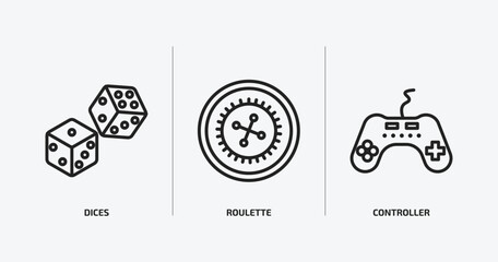 Poster - arcade outline icons set. arcade icons such as dices, roulette, controller vector. can be used web and mobile.