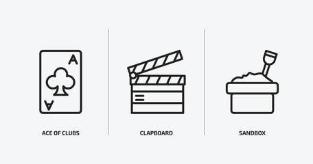 Poster - entertainment outline icons set. entertainment icons such as ace of clubs, clapboard, sandbox vector. can be used web and mobile.