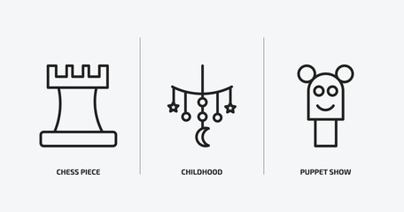 Poster - arcade outline icons set. arcade icons such as chess piece, childhood, puppet show vector. can be used web and mobile.
