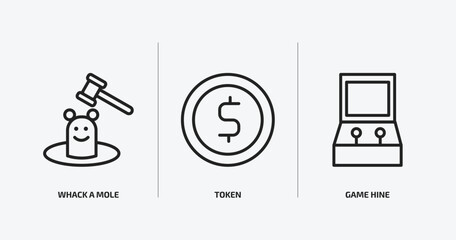 Poster - arcade outline icons set. arcade icons such as whack a mole, token, game hine vector. can be used web and mobile.