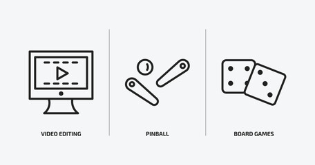 Poster - arcade outline icons set. arcade icons such as video editing, pinball, board games vector. can be used web and mobile.