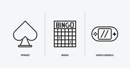 Wall Mural - arcade outline icons set. arcade icons such as spades, bingo, video console vector. can be used web and mobile.